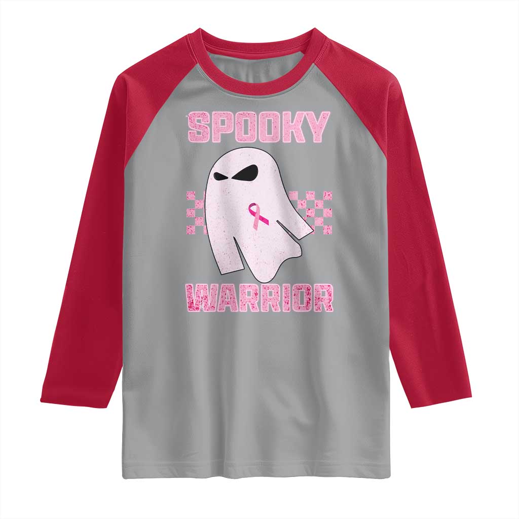 Breast Cancer Halloween Raglan Shirt Ghost Wear Pink Ribbon Spooky Warrior TS10 Sport Gray Red Print Your Wear