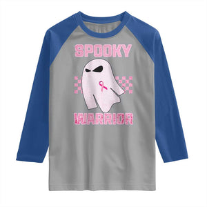 Breast Cancer Halloween Raglan Shirt Ghost Wear Pink Ribbon Spooky Warrior TS10 Sport Gray Royal Print Your Wear