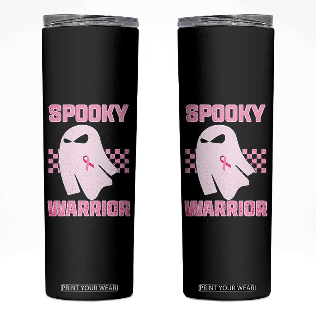 Breast Cancer Halloween Skinny Tumbler Ghost Wear Pink Ribbon Spooky Warrior TS10 Black Print Your Wear
