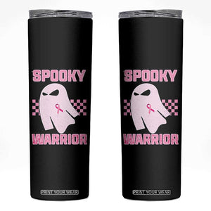 Breast Cancer Halloween Skinny Tumbler Ghost Wear Pink Ribbon Spooky Warrior TS10 Black Print Your Wear