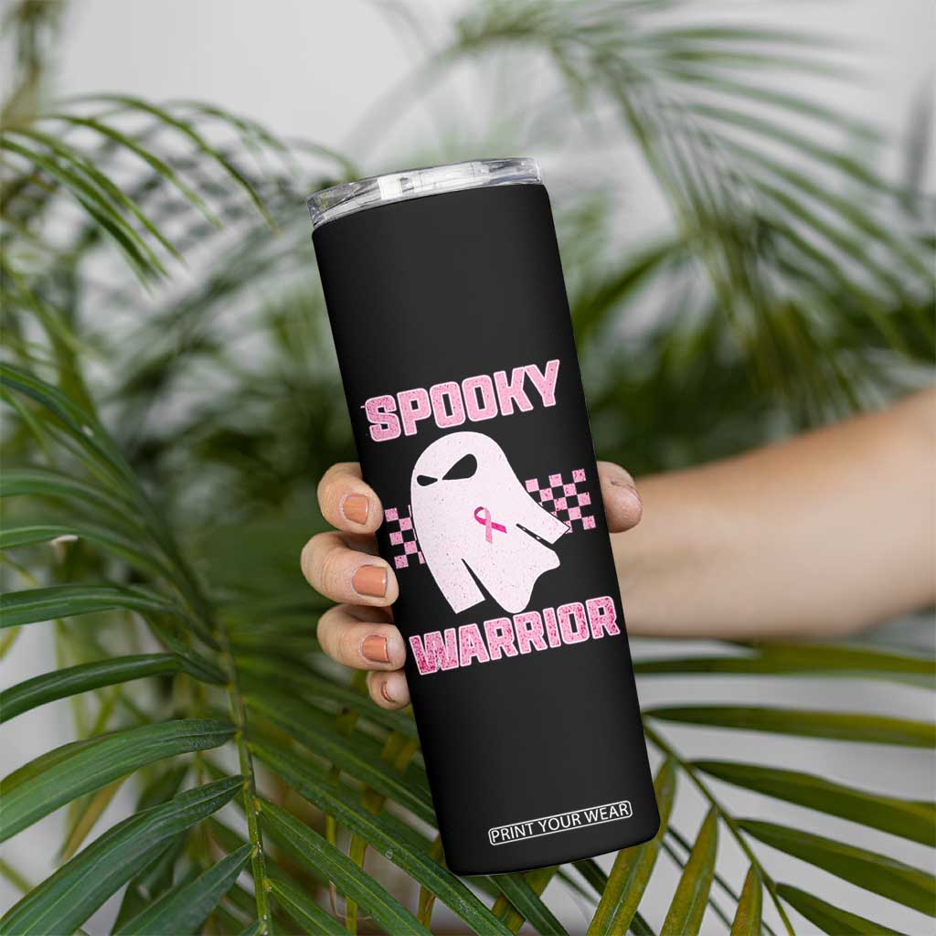 Breast Cancer Halloween Skinny Tumbler Ghost Wear Pink Ribbon Spooky Warrior TS10 Print Your Wear
