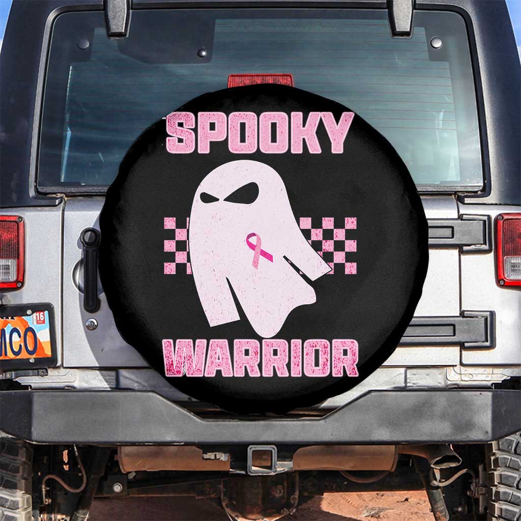 Breast Cancer Halloween Spare Tire Cover Ghost Wear Pink Ribbon Spooky Warrior TS10 No hole Black Print Your Wear