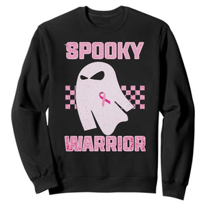 Breast Cancer Halloween Sweatshirt Ghost Wear Pink Ribbon Spooky Warrior - Print Your Wear