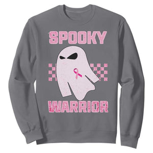 Breast Cancer Halloween Sweatshirt Ghost Wear Pink Ribbon Spooky Warrior - Print Your Wear