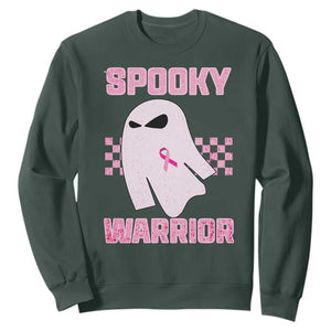 Breast Cancer Halloween Sweatshirt Ghost Wear Pink Ribbon Spooky Warrior - Print Your Wear