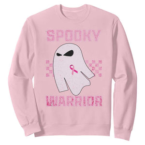 Breast Cancer Halloween Sweatshirt Ghost Wear Pink Ribbon Spooky Warrior - Print Your Wear
