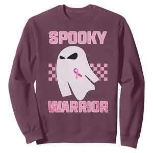 Breast Cancer Halloween Sweatshirt Ghost Wear Pink Ribbon Spooky Warrior - Print Your Wear