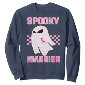 Breast Cancer Halloween Sweatshirt Ghost Wear Pink Ribbon Spooky Warrior - Print Your Wear