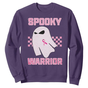 Breast Cancer Halloween Sweatshirt Ghost Wear Pink Ribbon Spooky Warrior - Print Your Wear