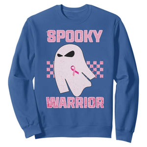 Breast Cancer Halloween Sweatshirt Ghost Wear Pink Ribbon Spooky Warrior - Print Your Wear