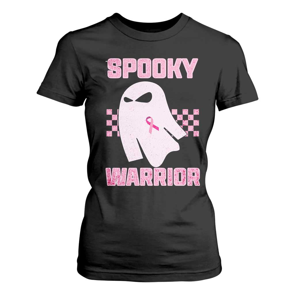 Breast Cancer Halloween T Shirt For Women Ghost Wear Pink Ribbon Spooky Warrior TS10 Black Print Your Wear