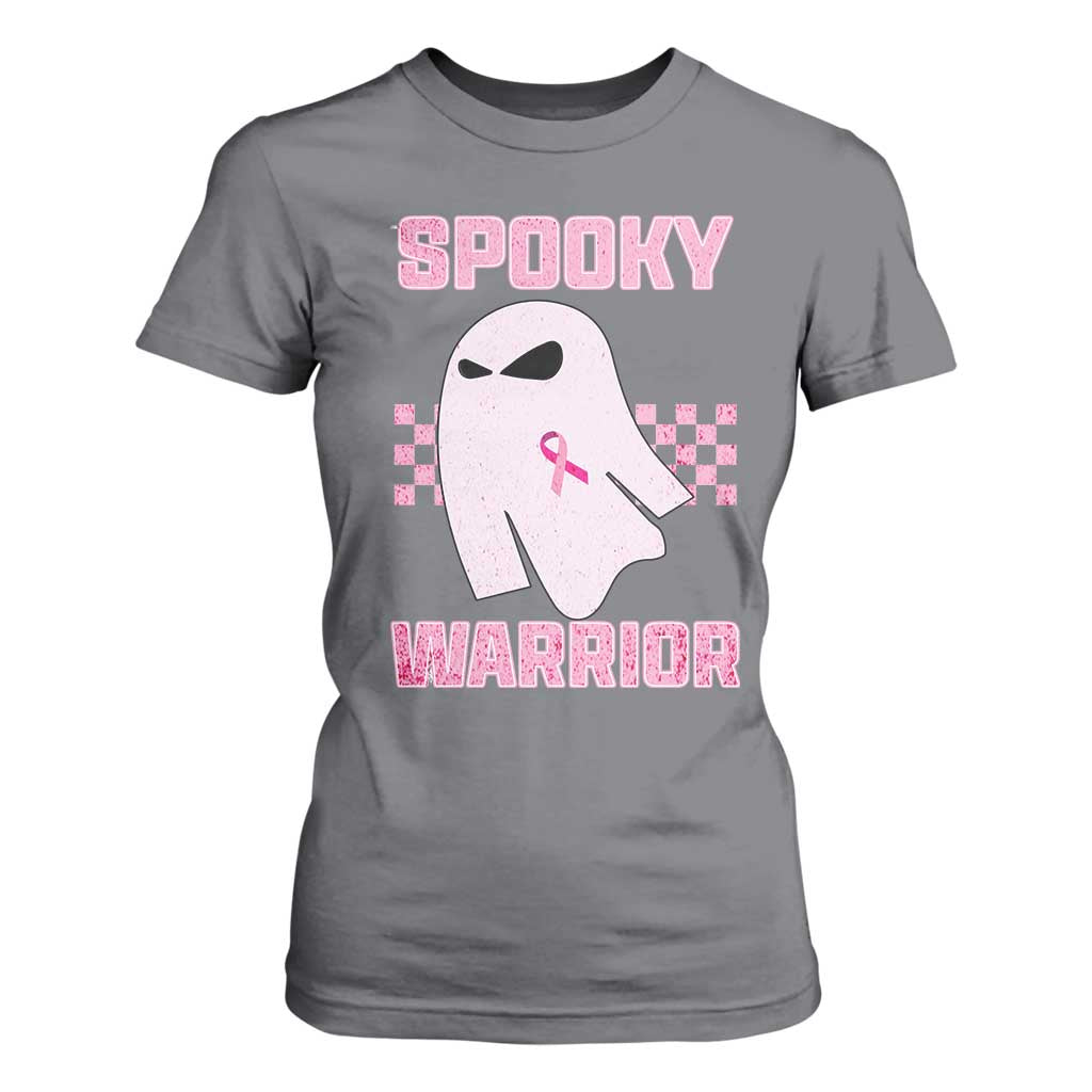 Breast Cancer Halloween T Shirt For Women Ghost Wear Pink Ribbon Spooky Warrior TS10 Charcoal Print Your Wear