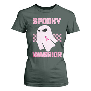 Breast Cancer Halloween T Shirt For Women Ghost Wear Pink Ribbon Spooky Warrior TS10 Dark Forest Green Print Your Wear