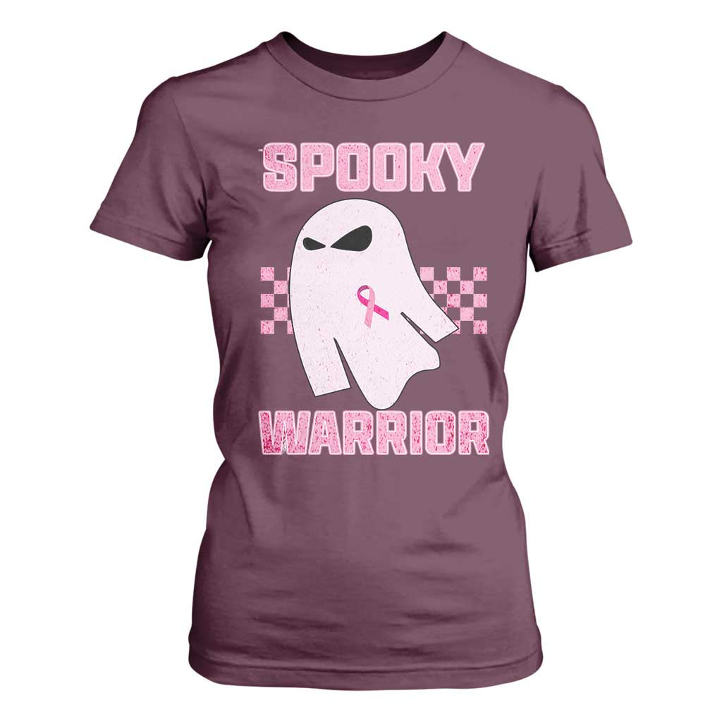 Breast Cancer Halloween T Shirt For Women Ghost Wear Pink Ribbon Spooky Warrior TS10 Maroon Print Your Wear