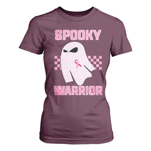 Breast Cancer Halloween T Shirt For Women Ghost Wear Pink Ribbon Spooky Warrior TS10 Maroon Print Your Wear