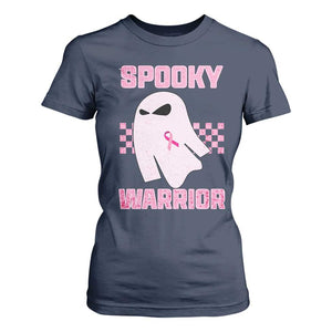 Breast Cancer Halloween T Shirt For Women Ghost Wear Pink Ribbon Spooky Warrior TS10 Navy Print Your Wear