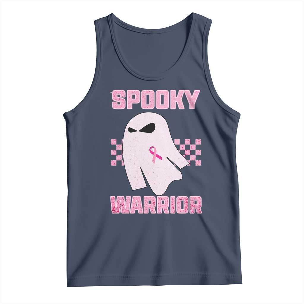 Breast Cancer Halloween Tank Top Ghost Wear Pink Ribbon Spooky Warrior TS10 Navy Print Your Wear