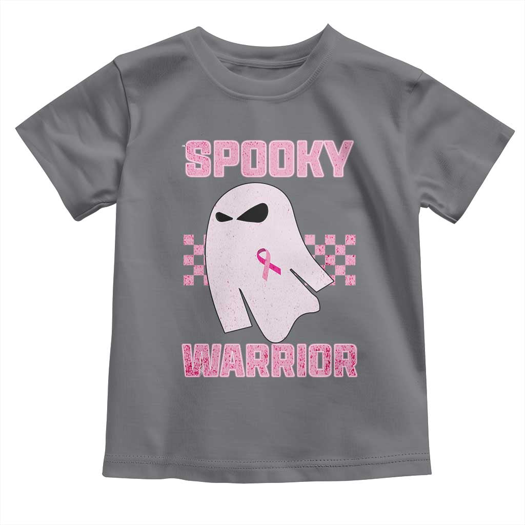 Breast Cancer Halloween Toddler T Shirt Ghost Wear Pink Ribbon Spooky Warrior TS10 Charcoal Print Your Wear