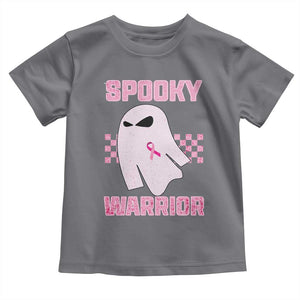 Breast Cancer Halloween Toddler T Shirt Ghost Wear Pink Ribbon Spooky Warrior TS10 Charcoal Print Your Wear