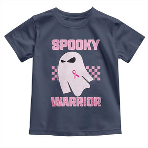 Breast Cancer Halloween Toddler T Shirt Ghost Wear Pink Ribbon Spooky Warrior TS10 Navy Print Your Wear
