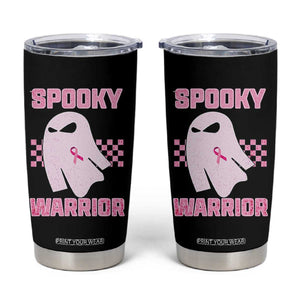 Breast Cancer Halloween Tumbler Cup Ghost Wear Pink Ribbon Spooky Warrior - Print Your Wear