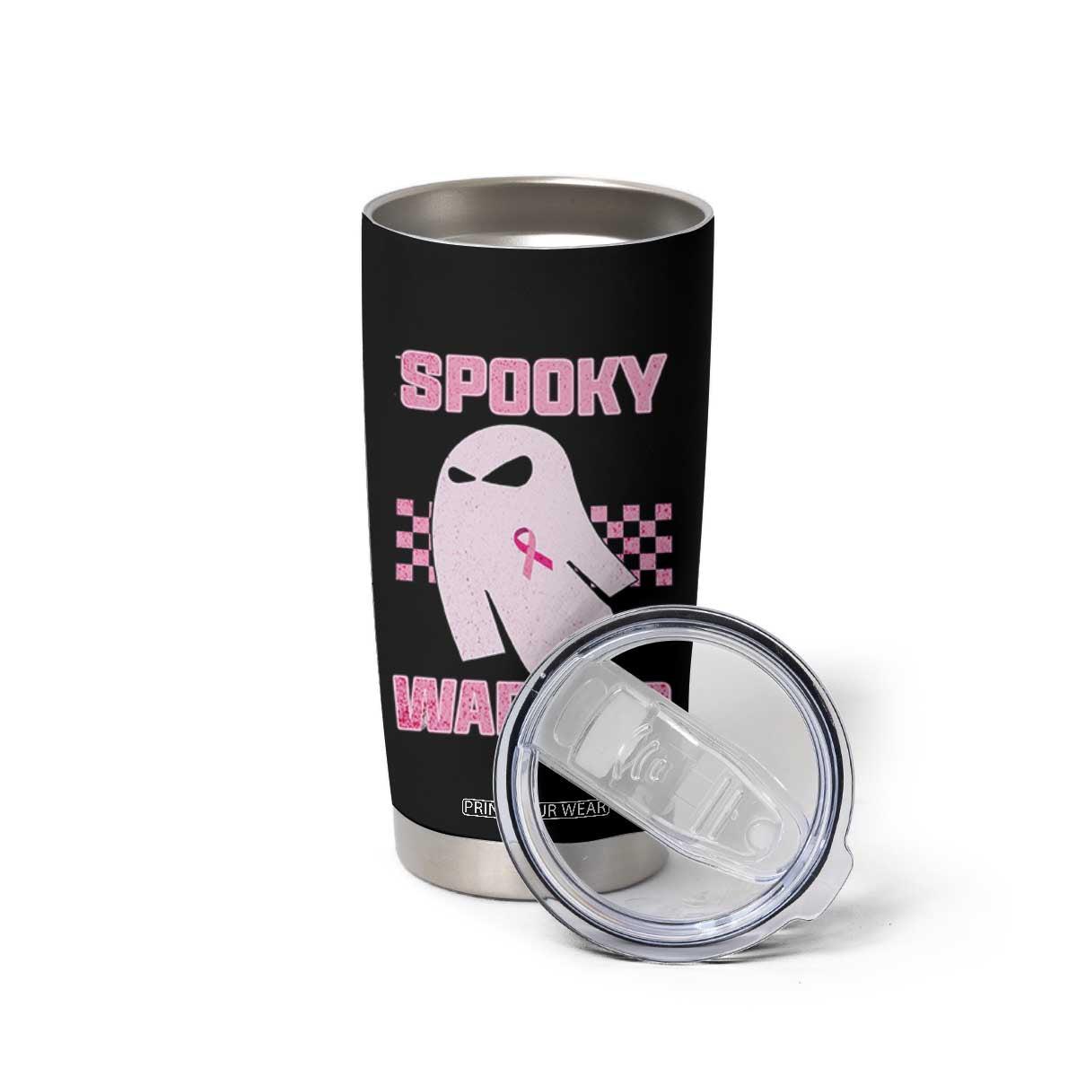 Breast Cancer Halloween Tumbler Cup Ghost Wear Pink Ribbon Spooky Warrior TS10 Print Your Wear