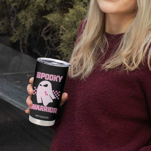 Breast Cancer Halloween Tumbler Cup Ghost Wear Pink Ribbon Spooky Warrior - Print Your Wear