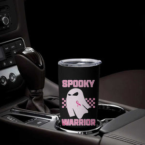 Breast Cancer Halloween Tumbler Cup Ghost Wear Pink Ribbon Spooky Warrior - Print Your Wear