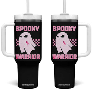 Breast Cancer Halloween Tumbler With Handle Ghost Wear Pink Ribbon Spooky Warrior TS10 One Size: 40 oz Black Print Your Wear