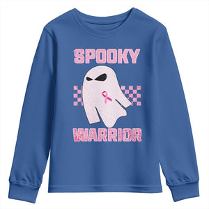 Breast Cancer Halloween Youth Sweatshirt Ghost Wear Pink Ribbon Spooky Warrior TS10 Royal Blue Print Your Wear