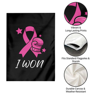 Pink Ribbon Garden Flag I Won Breast Cancer Awareness TS10 Print Your Wear