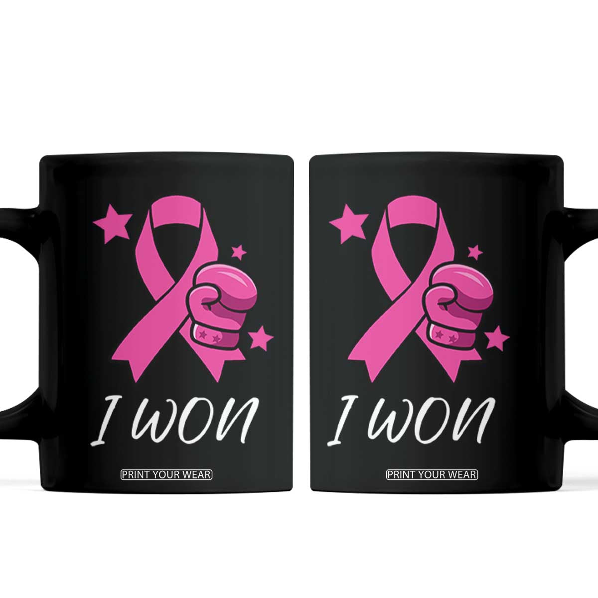 Pink Ribbon Coffee Mug I Won Breast Cancer Awareness TS10 Black Print Your Wear