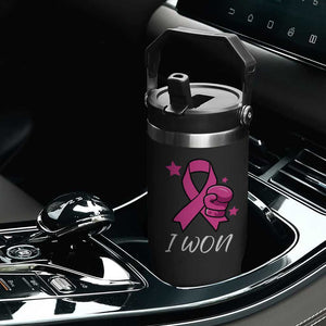 Pink Ribbon Flip Straw Tumbler I Won Breast Cancer Awareness TS10 Print Your Wear