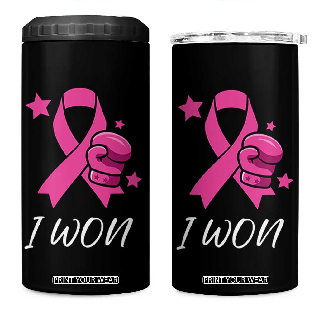 Pink Ribbon 4 in 1 Can Cooler Tumbler I Won Breast Cancer Awareness TS10 One Size: 16 oz Black Print Your Wear