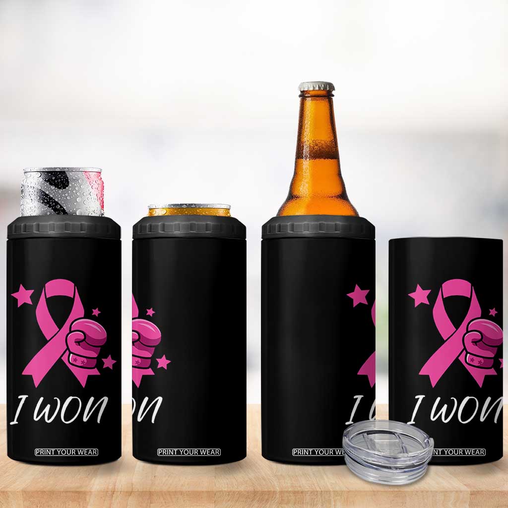 Pink Ribbon 4 in 1 Can Cooler Tumbler I Won Breast Cancer Awareness TS10 Print Your Wear