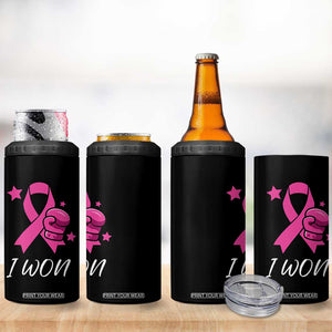 Pink Ribbon 4 in 1 Can Cooler Tumbler I Won Breast Cancer Awareness TS10 Print Your Wear