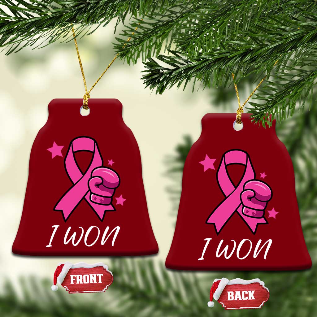 Pink Ribbon Ceramic Ornament I Won Breast Cancer Awareness TS10 Print Your Wear