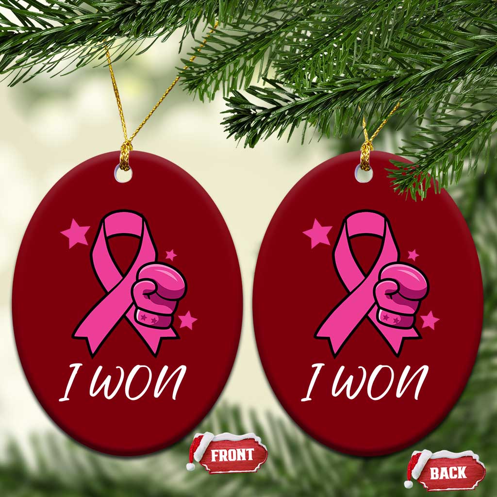 Pink Ribbon Ceramic Ornament I Won Breast Cancer Awareness TS10 Print Your Wear