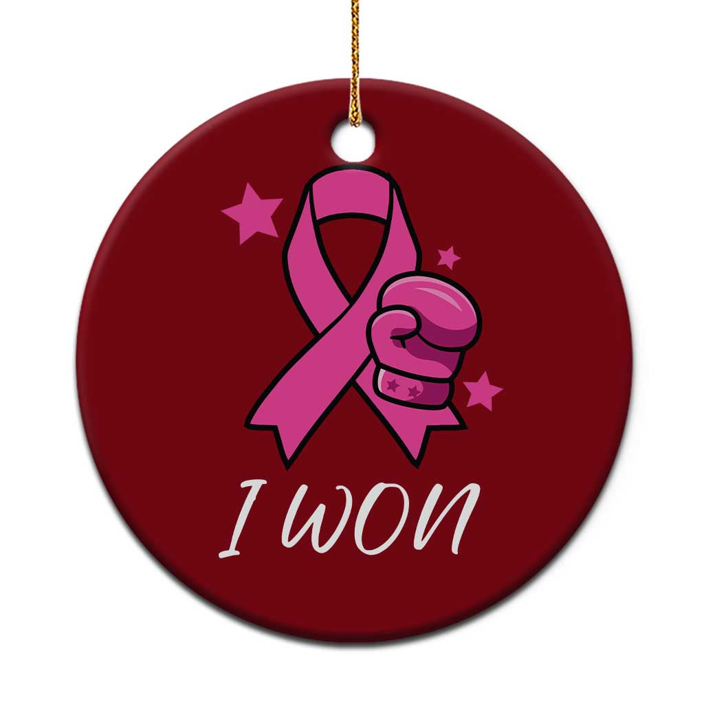 Pink Ribbon Ceramic Ornament I Won Breast Cancer Awareness TS10 1pc Red Print Your Wear