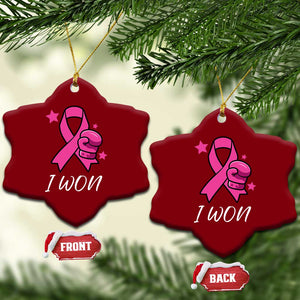 Pink Ribbon Ceramic Ornament I Won Breast Cancer Awareness TS10 Print Your Wear