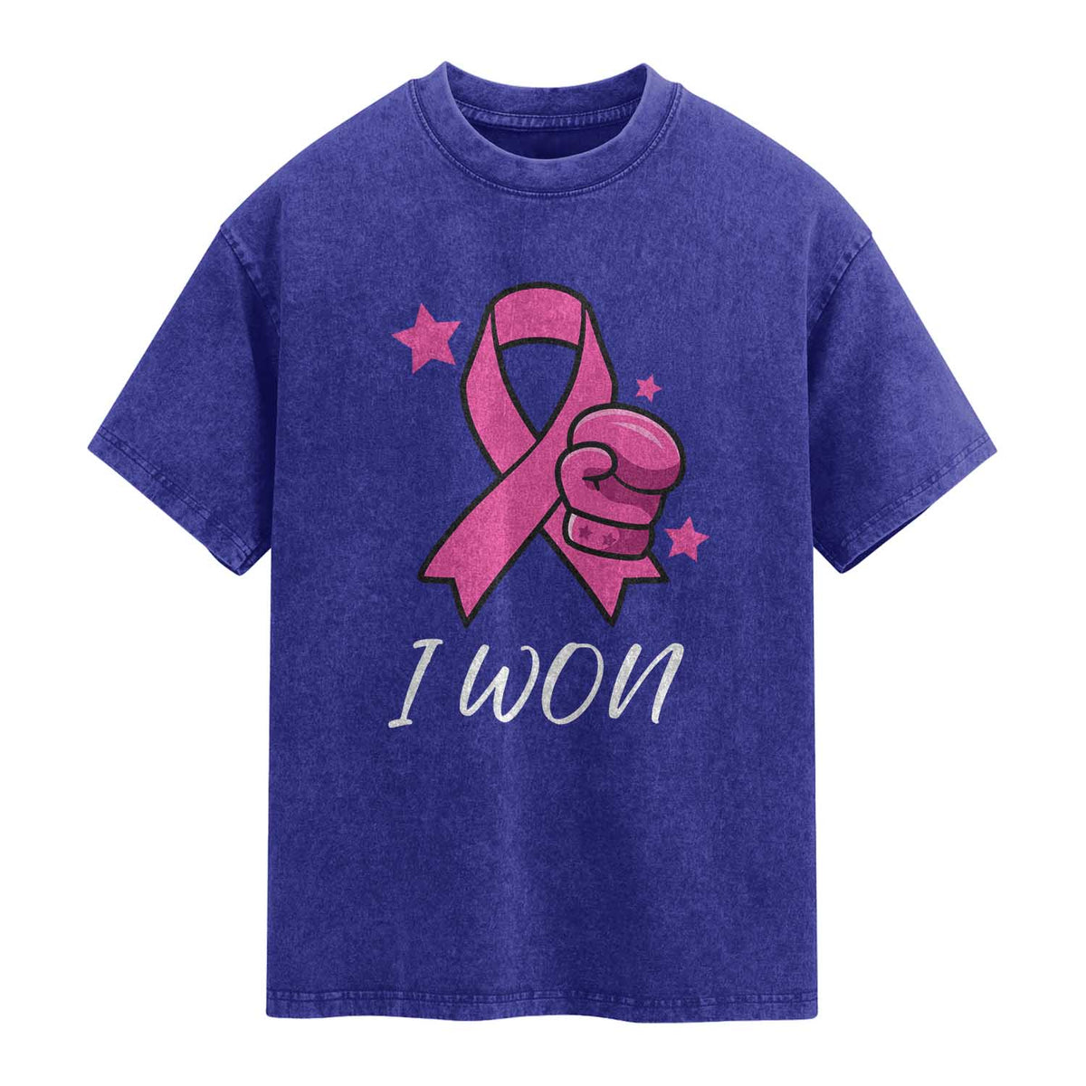 Pink Ribbon Washed Cotton T-Shirt I Won Breast Cancer Awareness