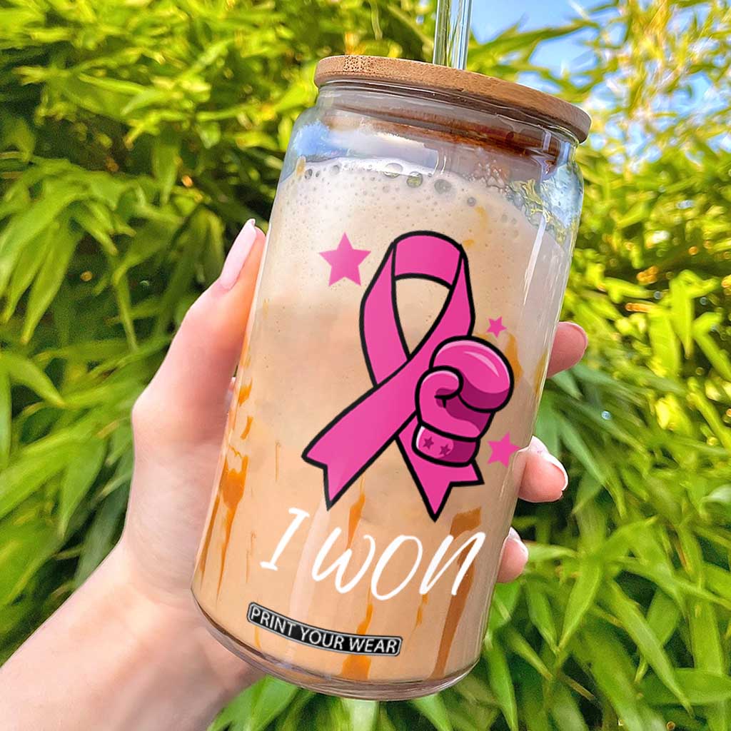 Pink Ribbon Glass Can I Won Breast Cancer Awareness TS10 Black Print Your Wear