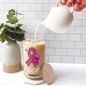 Pink Ribbon Glass Can I Won Breast Cancer Awareness TS10 Print Your Wear