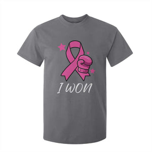Pink Ribbon T Shirt For Kid I Won Breast Cancer Awareness TS10 Charcoal Print Your Wear