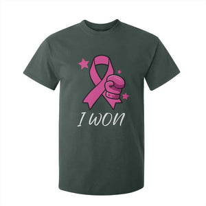 Pink Ribbon T Shirt For Kid I Won Breast Cancer Awareness TS10 Dark Forest Green Print Your Wear