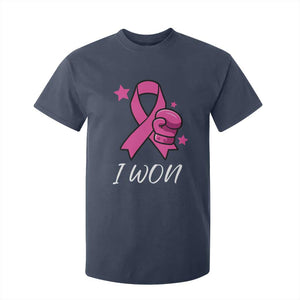 Pink Ribbon T Shirt For Kid I Won Breast Cancer Awareness TS10 Navy Print Your Wear