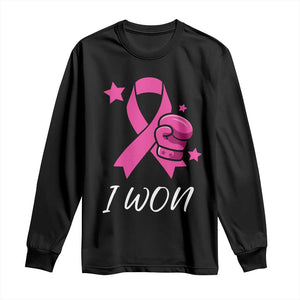 Pink Ribbon Long Sleeve Shirt I Won Breast Cancer Awareness - Print Your Wear