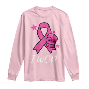 Pink Ribbon Long Sleeve Shirt I Won Breast Cancer Awareness - Print Your Wear