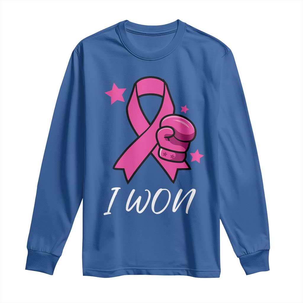 Pink Ribbon Long Sleeve Shirt I Won Breast Cancer Awareness TS10 Royal Blue Print Your Wear