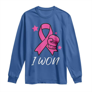 Pink Ribbon Long Sleeve Shirt I Won Breast Cancer Awareness - Print Your Wear